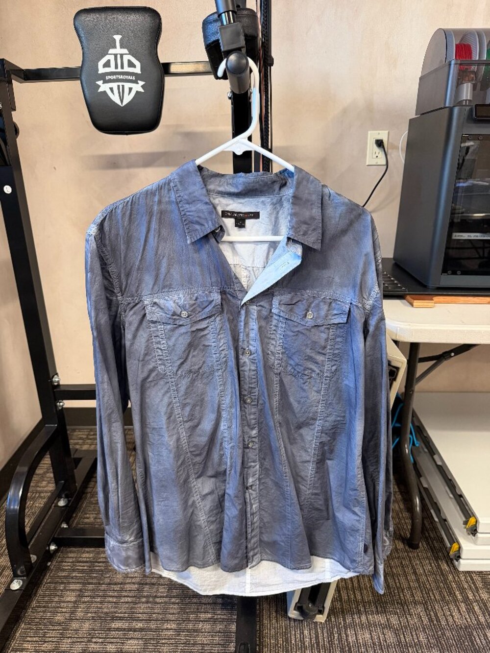 John Varvatos USA Men’s Blue Ombré Utility Shirt Large
